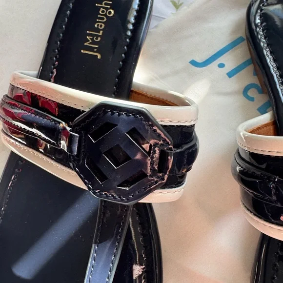 J. McLaughlin Black and Cream Women's Sandals - Picture 2 of 8